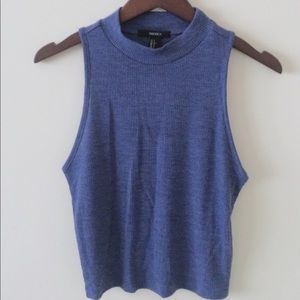 dusky blue mock neck sleeveless top from f21🦋